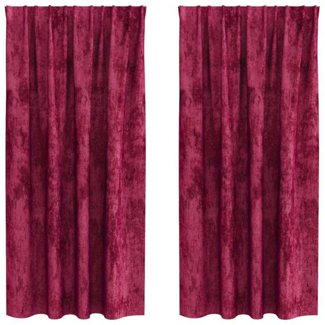 Berkfield Home Velvet Curtains 2 pcs with Eyelets Wine Red 175x140 cm - image 1