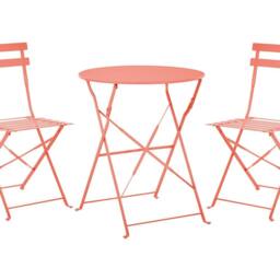Wyld and Coco Coral Red 3-Piece Folding Metal Bistro Set Outdoor - thumbnail 2