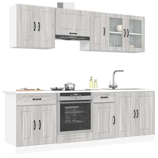 Berkfield Home 8 Piece Kitchen Cabinet Set Kalmar Grey Sonoma Engineered Wood - image 1