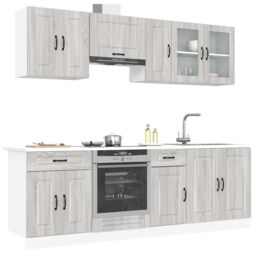 Berkfield Home 8 Piece Kitchen Cabinet Set Kalmar Grey Sonoma Engineered Wood - thumbnail 1