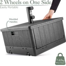 Christow Plastic Parasol Base on Wheels 67kg Wheeled Garden Umbrella Stand Water Sand - thumbnail 3