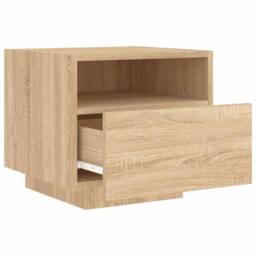 Berkfield Home Decorative Bedside Cabinets with LED Lights 2 pcs Sonoma Oak 40x3 in Light Tan - thumbnail 6