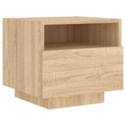 Berkfield Home Decorative Bedside Cabinets with LED Lights 2 pcs Sonoma Oak 40x3 in Light Tan - thumbnail 7