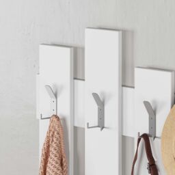 Decortie Wave' Modern Coat Rack Wall-Mounted 8 Hooks 69x81cm in White - Size: 1 Pack - thumbnail 3