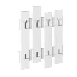 Decortie Wave' Modern Coat Rack Wall-Mounted 8 Hooks 69x81cm in White - Size: 1 Pack - thumbnail 2