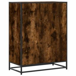 Berkfield Home Shoe Cabinet Smoked Oak 75x38x97.5 cm Engineered Wood & Metal in Brown - thumbnail 6