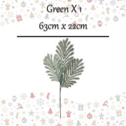 VFM e-Store Christmas Fern Spray Stem Decoration 63cm x 22cm Green X 1 - Size: 63 cm x 22 cm - thumbnail 2