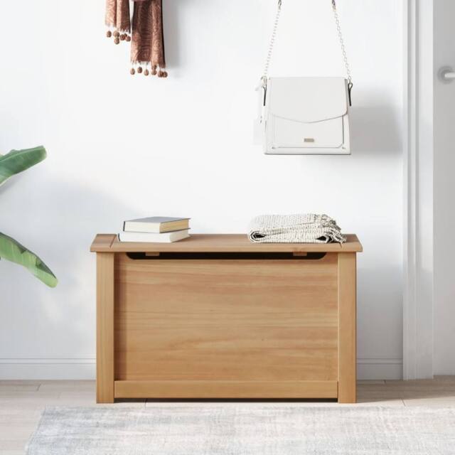 Berkfield Home Storage Chest with Lid Panama 79x42x46 cm Solid Wood Pine in Brown - Size: 79 x 42 x 46 cm - image 1
