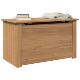 Berkfield Home Storage Chest with Lid Panama 79x42x46 cm Solid Wood Pine in Brown - Size: 79 x 42 x 46 cm - thumbnail 2