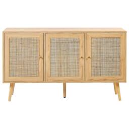 Wyld and Coco 3-Door Rattan Front Sideboard Light Brown W120 x D40 x H71cm - thumbnail 5