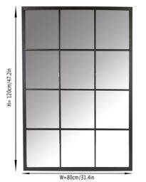 Dibor Classic Rectangular Iron Decorative Wall Mirror Indoor Framed Window Mirror H120 x W80cm in Black - Size: Large - thumbnail 2