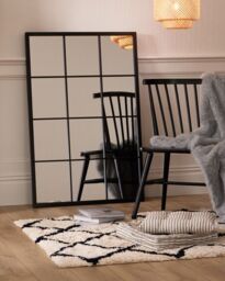 Dibor Classic Rectangular Iron Decorative Wall Mirror Indoor Framed Window Mirror H120 x W80cm in Black - Size: Large - thumbnail 3