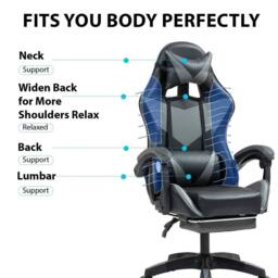 EONLION Gaming Office Chair with Footrest in Black - Size: 100 cm - thumbnail 4