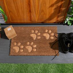 Nicola Spring Coir Door Mats - 60 x 40cm - Embossed Paws - Set of 2 in Brown - Size: 40 cm x 60 cm - thumbnail 6