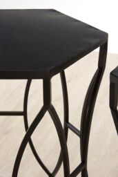 Orsina Set of 2 Concave Black Side Tables, Geometric Iron Tables, Modern Industrial Nesting Tables for Living Room - thumbnail 4