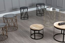 Orsina Set of 2 Concave Black Side Tables, Geometric Iron Tables, Modern Industrial Nesting Tables for Living Room - thumbnail 3