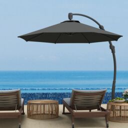 OUTSUNNY 3(m) Garden Cantilever Parasol with Crank Aluminium Frame Grey - thumbnail 1
