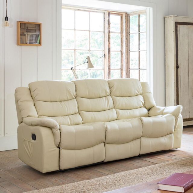 Artemis Home Almeira 3 Seat Recliner Sofa in Cream - image 1