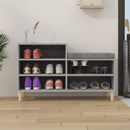 Berkfield Home Shoe Cabinet Grey Sonoma 102x36x60 cm Engineered Wood - Size: 102 x 36 x 60 cm - thumbnail 3