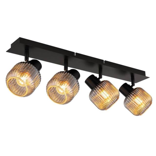 Netlighting Tom Ceiling Spotlight Bar Matt Black Smoke Glass Shade 4x E14 - image 1