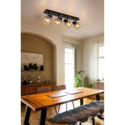 Netlighting Tom Ceiling Spotlight Bar Matt Black Smoke Glass Shade 4x E14 - thumbnail 6