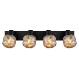 Netlighting Tom Ceiling Spotlight Bar Matt Black Smoke Glass Shade 4x E14 - thumbnail 4