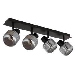 Netlighting Tom Ceiling Spotlight Bar Matt Black Smoke Glass Shade 4x E14 - thumbnail 2