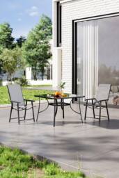 Garden Sanctuary 2-Seater Outdoor Garden Tempered Glass Square Table & Chair Set in Black - thumbnail 2