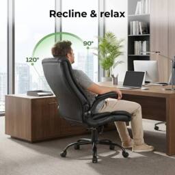 Kelvenix Executive Office Chair PU Leather in Black - Size: 0.6m2 - thumbnail 3