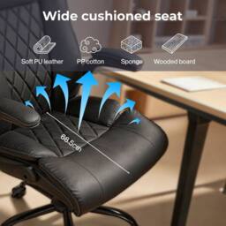 Kelvenix Executive Office Chair PU Leather in Black - Size: 0.6m2 - thumbnail 4