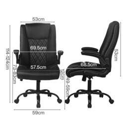 Kelvenix Executive Office Chair PU Leather in Black - Size: 0.6m2 - thumbnail 2