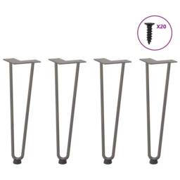 Berkfield Home Hairpin Table Legs 4 pcs Natural Steel 42 cm Solid Steel in Grey - thumbnail 2