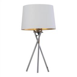 EONLION 2 Tripod Chrome Table Lamp Bedside Lights White & Gold Shade - thumbnail 3