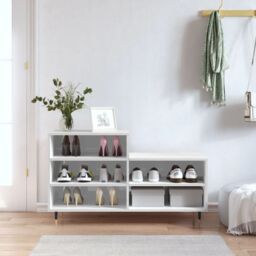 Berkfield Home Shoe Cabinet High Gloss White 102x36x60 cm Engineered Wood - Size: 102 x 36 x 60 cm