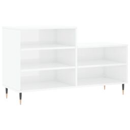 Berkfield Home Shoe Cabinet High Gloss White 102x36x60 cm Engineered Wood - Size: 102 x 36 x 60 cm - thumbnail 2