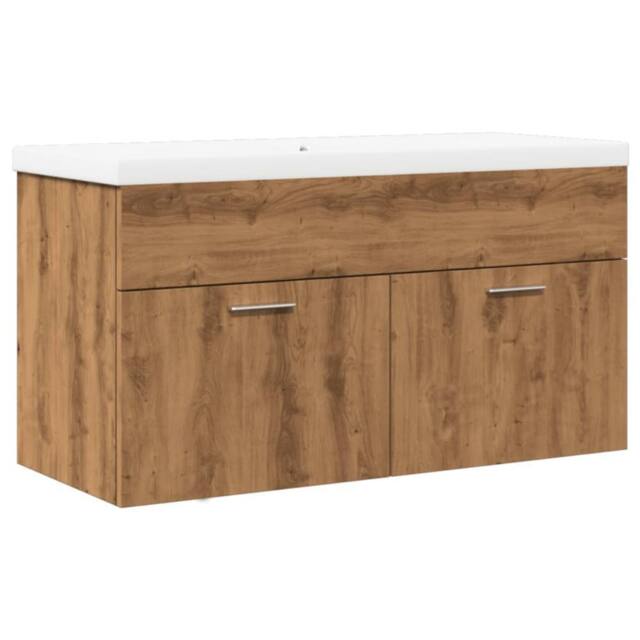 Berkfield Home Bathroom Sink Cabinet with Built-in Basin Artisan Oak in Brown - image 1
