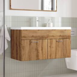 Berkfield Home Bathroom Sink Cabinet with Built-in Basin Artisan Oak in Brown - thumbnail 3