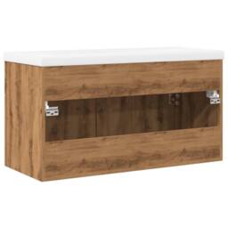 Berkfield Home Bathroom Sink Cabinet with Built-in Basin Artisan Oak in Brown - thumbnail 8