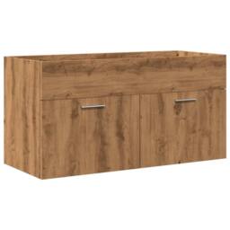 Berkfield Home Bathroom Sink Cabinet with Built-in Basin Artisan Oak in Brown - thumbnail 6