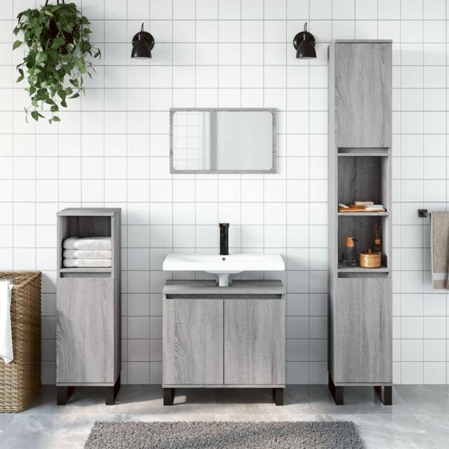 Berkfield Home Bathroom Cabinet Grey Sonoma 58x33x60 cm Engineered Wood - Size: 58 x 33 x 60 cm - image 1
