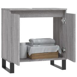 Berkfield Home Bathroom Cabinet Grey Sonoma 58x33x60 cm Engineered Wood - Size: 58 x 33 x 60 cm - thumbnail 3