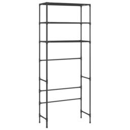 Berkfield Home 3-Tier Storage Rack over Laundry Machine Black 69x28x169 cm - Size: 69 x 28 x 169 cm - thumbnail 5