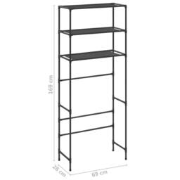 Berkfield Home 3-Tier Storage Rack over Laundry Machine Black 69x28x169 cm - Size: 69 x 28 x 169 cm - thumbnail 8