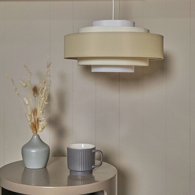 ValueLights Cream Ceiling Pendant Shade With Warm White B22 Bulb Included - image 1