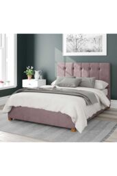 Aspire Hepburn Upholstered Ottoman Storage Bed, Plush Velvet Fabric in Rose - Size: Small Double - thumbnail 1