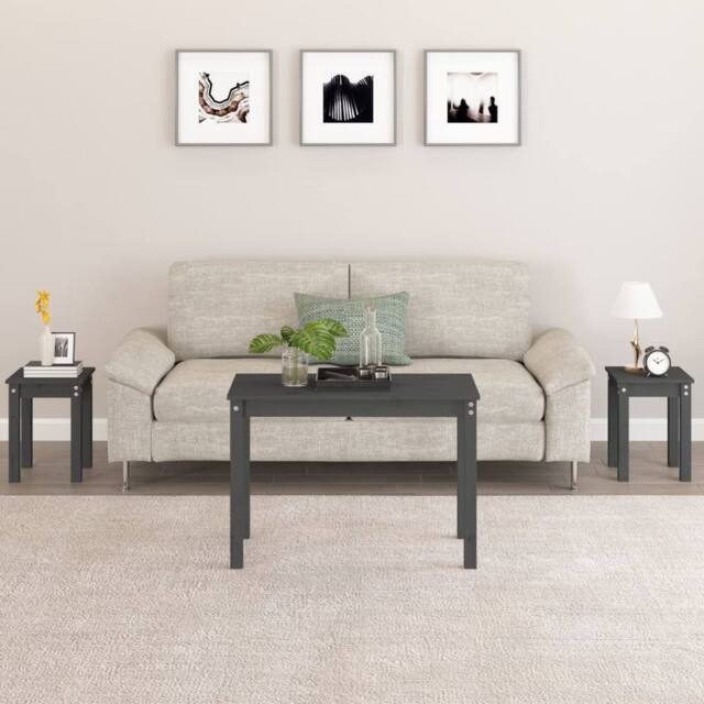 Berkfield Home Nesting Tables 3 pcs Grey Solid Wood Pine - image 1