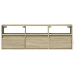 Berkfield Home TV Wall Cabinet with LED Lights Sonoma Oak 130x31x45 cm in Brown - Size: 130 x 31 x 45 cm - thumbnail 6