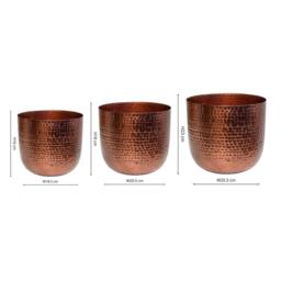 Ivyline Felix Hammered Metal Bronze Planter Set of 3 - thumbnail 4