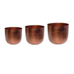 Ivyline Felix Hammered Metal Bronze Planter Set of 3 - thumbnail 2