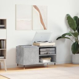 Berkfield Home Record Cabinet Concrete Grey 85x38x48 cm Engineered Wood - Size: 85 x 38 x 48 cm